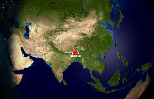 Bhutan on Asia Map